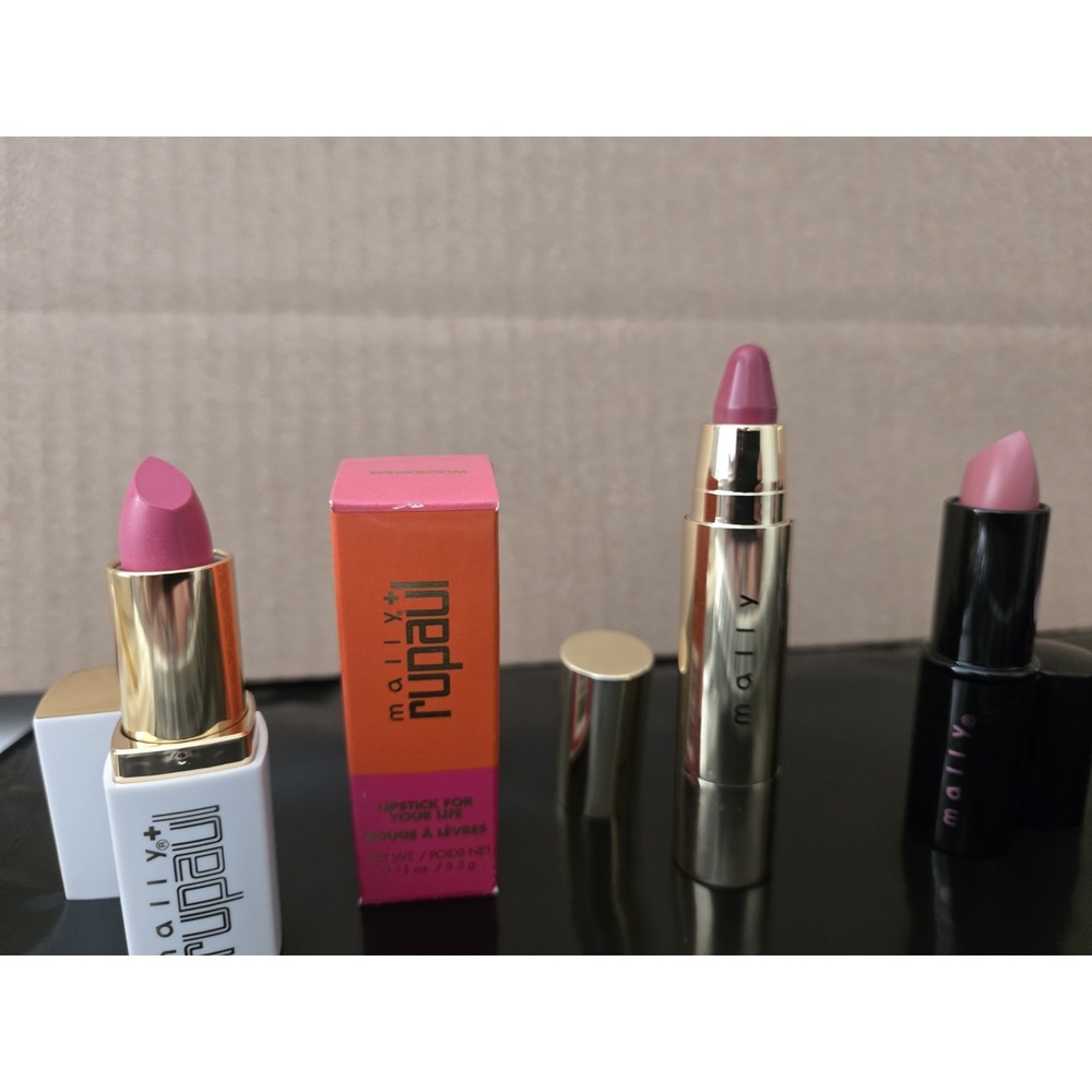 Mally Lip Stick Lot of 3 Mally+Rupal Werkroom, Supreme Raspberry, Tulip